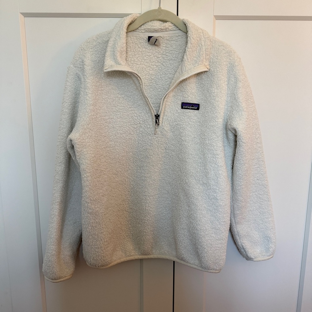 Patagonia Fleece Quarter Zip Pullover White Small